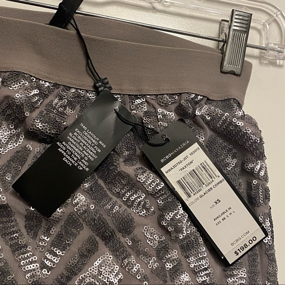 BCBG MAXAZRIA  Grey Sequin Mini Skirt - Picture 5 of 6